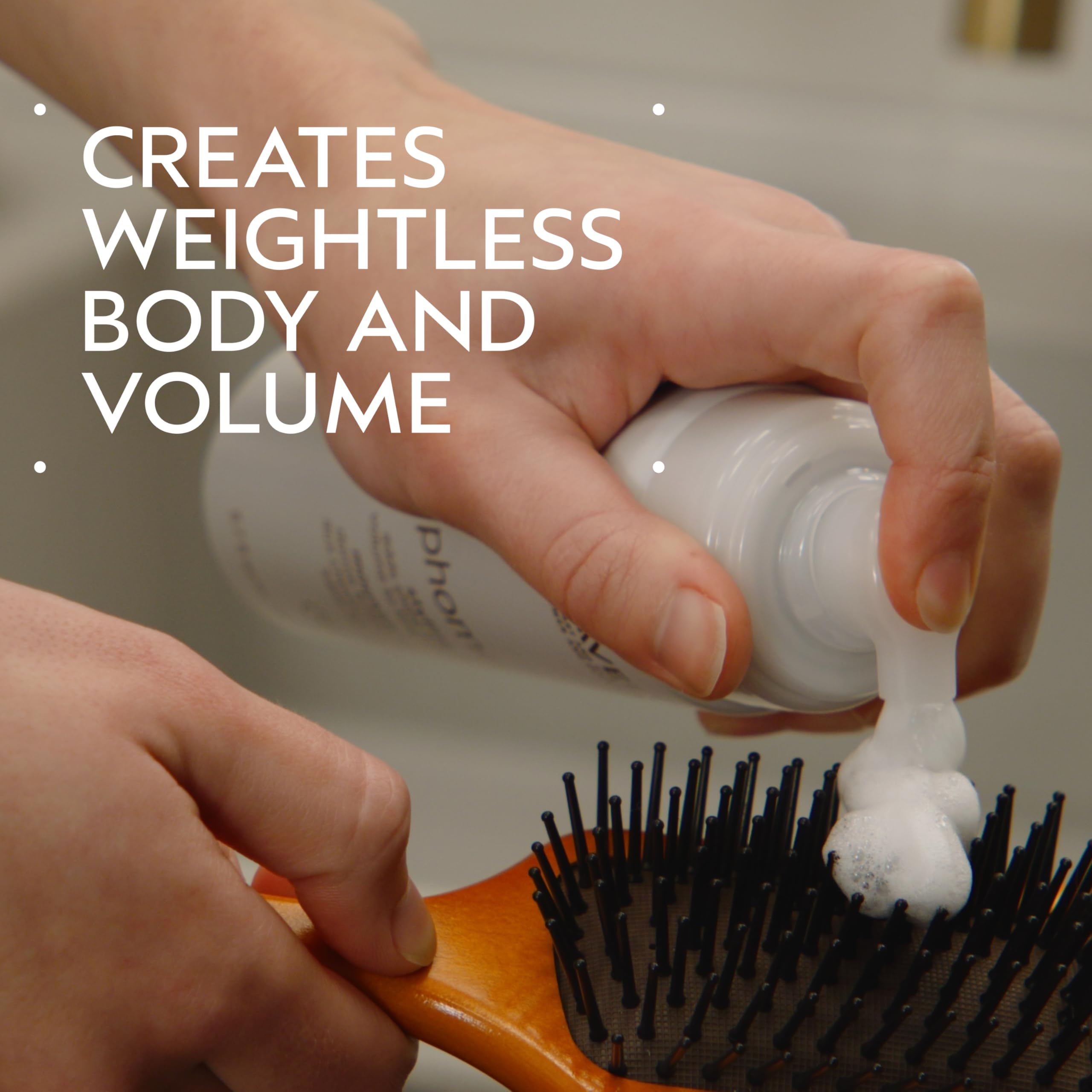 Aveda Phomollient pump producing soft foam for easy, even application and lift