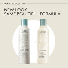 Aveda Shampure pump close-up dispensing conditioner, demonstrates ease