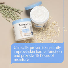 Aveeno Baby ingredient display with colloidal oat and ceramide benefits