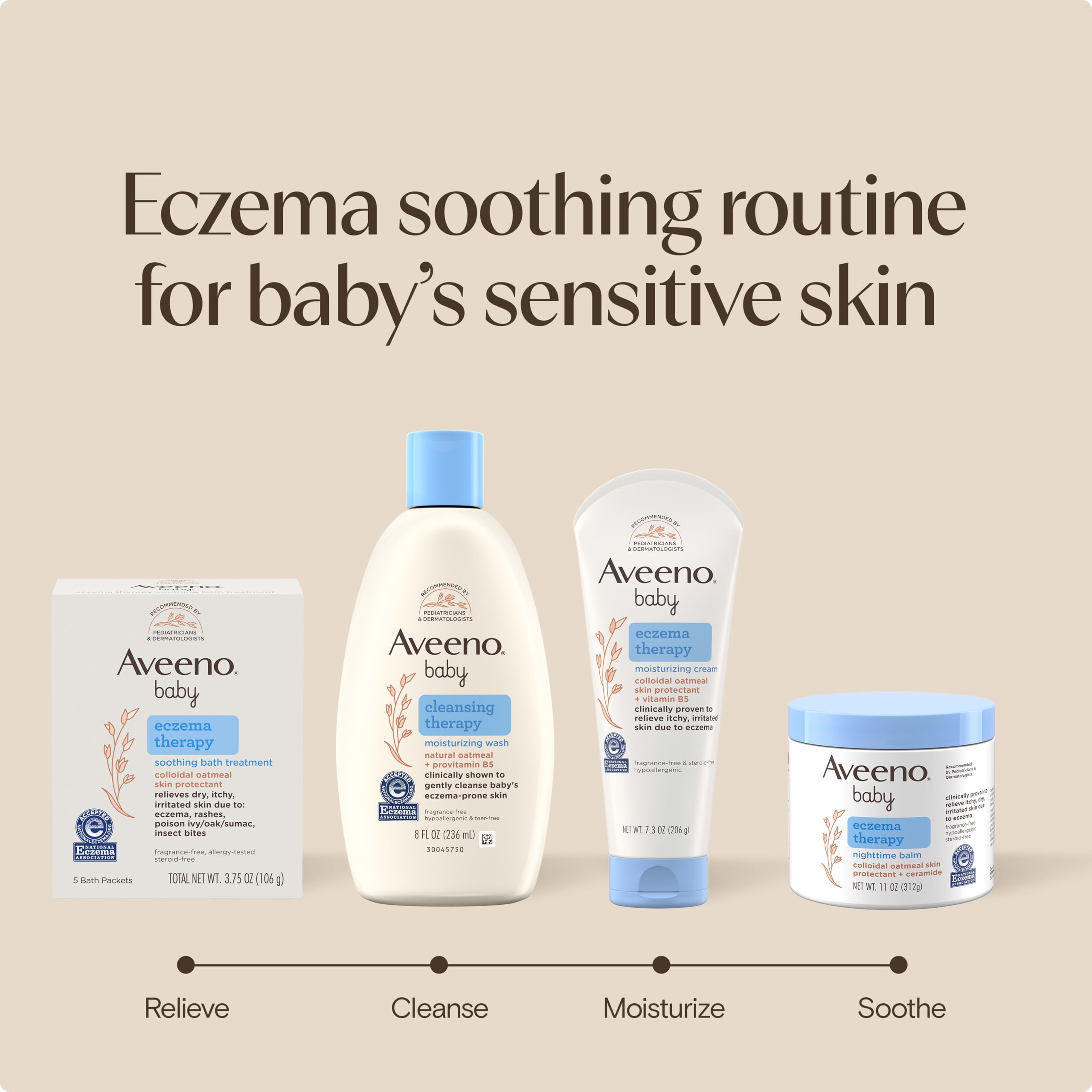 Aveeno Baby label with National Eczema Association seal for trust