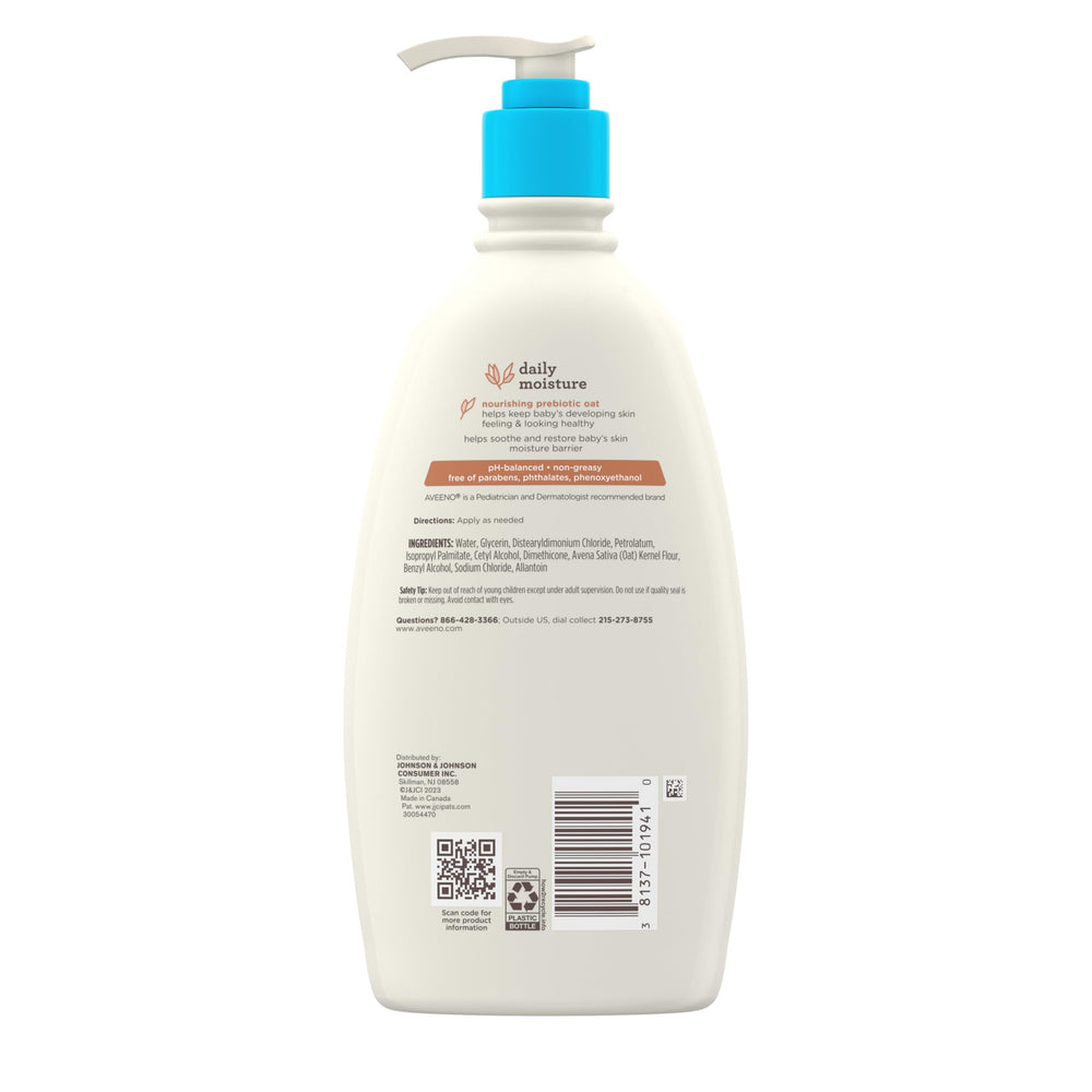 Aveeno Baby in nursery lifestyle with baby and caregiver showing everyday routine ease