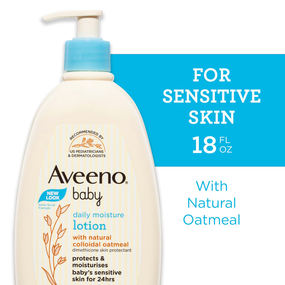 Aveeno Baby pump dispenser close-up for easy one-handed application benefit