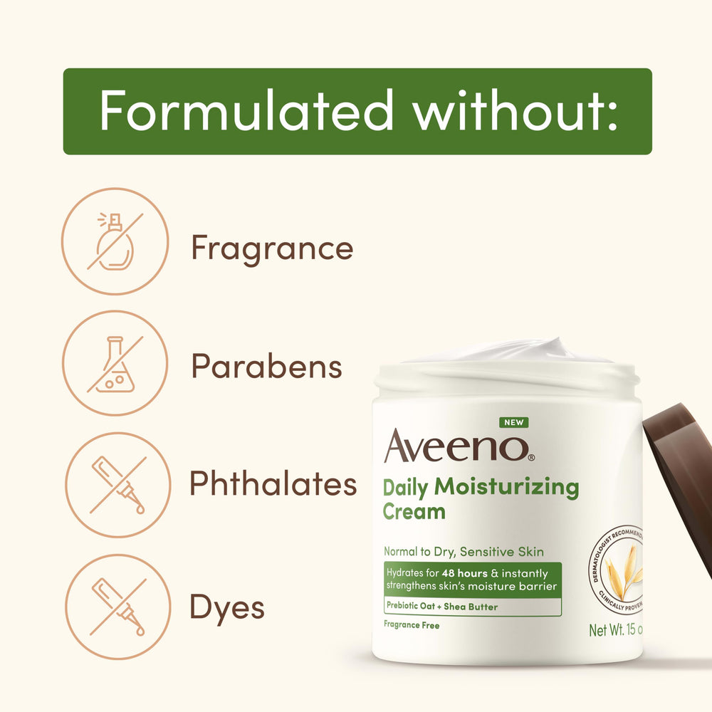 Family applying Aveeno hand cream showing gentle formula suitable for all ages