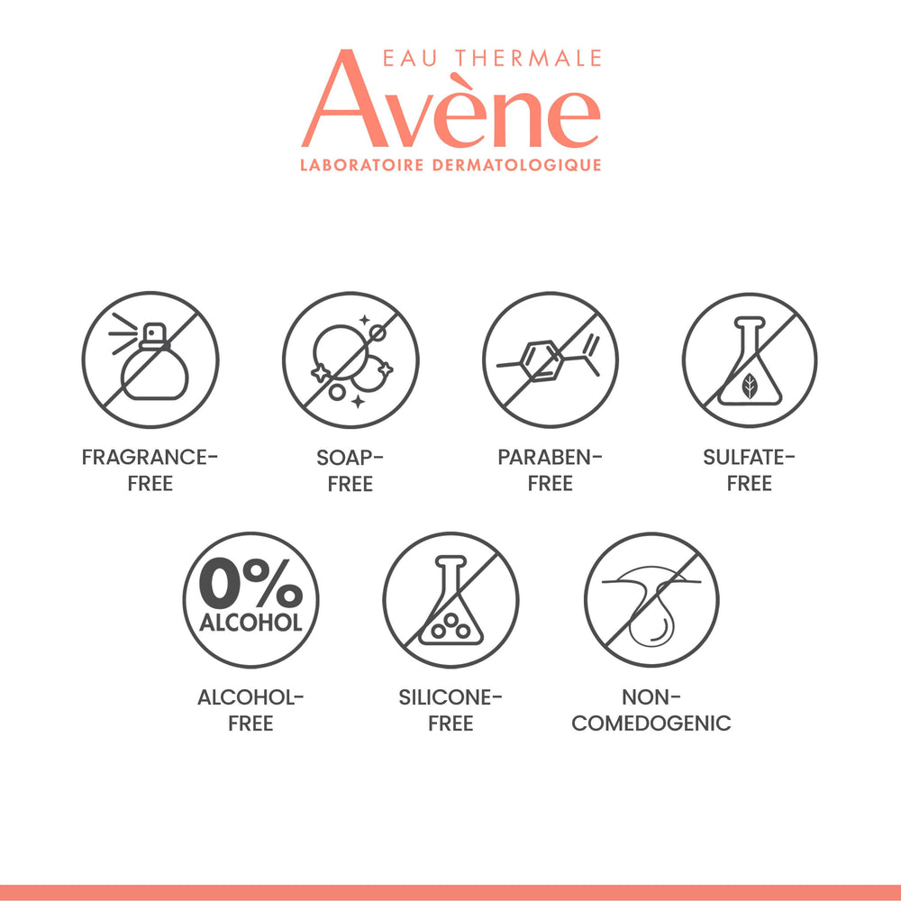 Demonstration of Avène on eye contour, emphasizing safe, non-irritating use