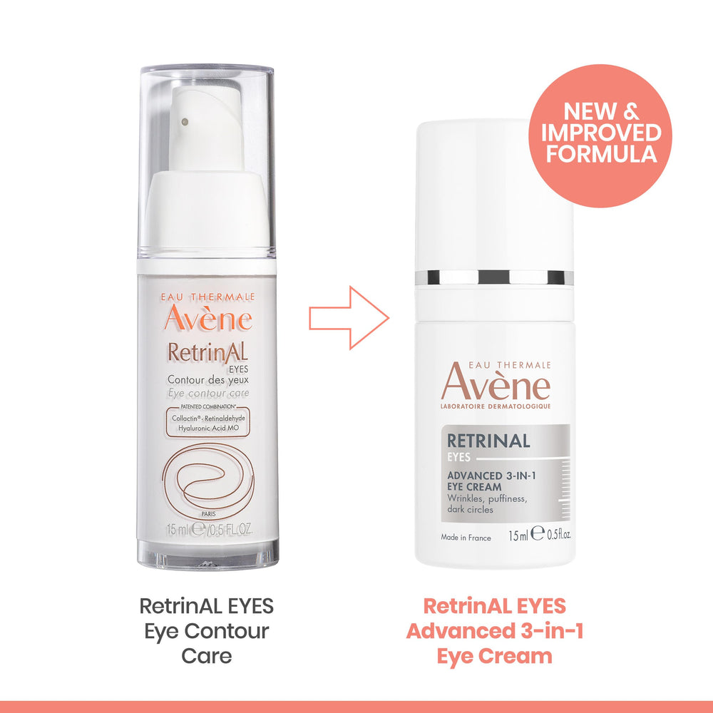 Eau Thermale Avène conceptual before and after view showing improved texture and luminosity