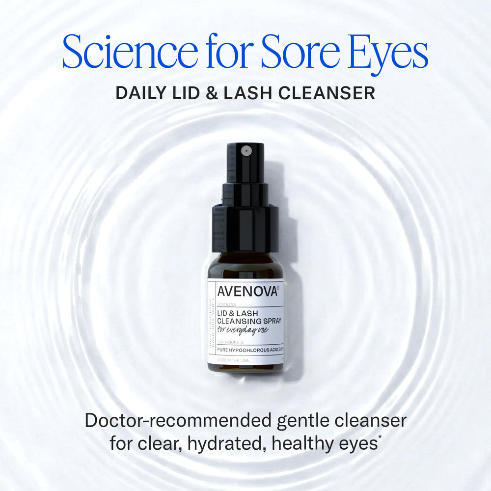Avenova glass bottle close-up highlighting stable packaging and clear formula