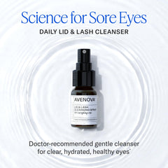 Avenova glass bottle close-up highlighting stable packaging and clear formula