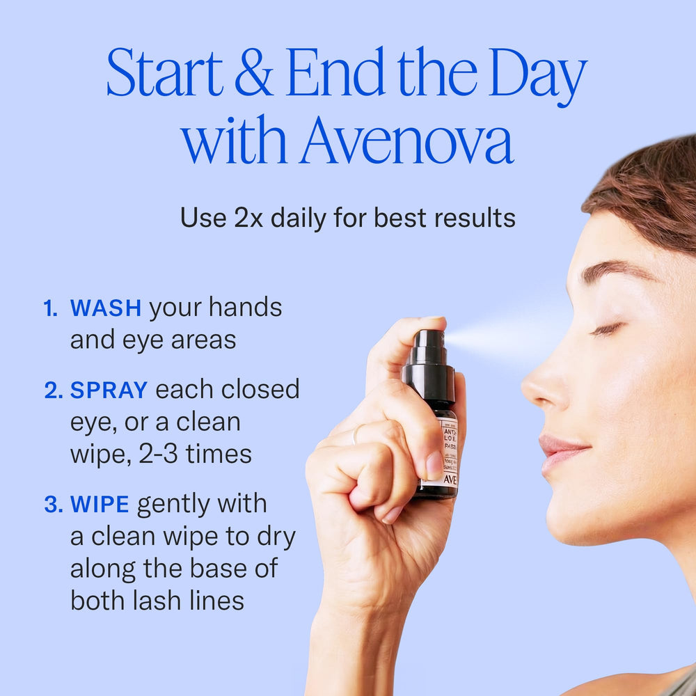 Avenova on bathroom counter lifestyle shot suggesting daily routine ease