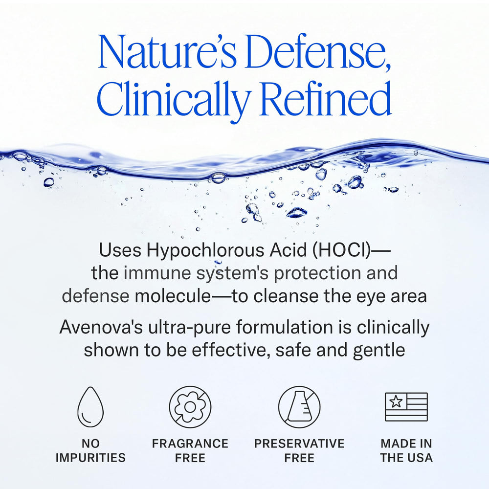 Avenova spray nozzle detail illustrating easy, no-rinse eyelid application