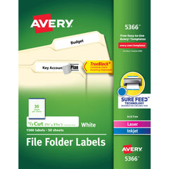 Avery front packaging showing quantity and label size for easy selection