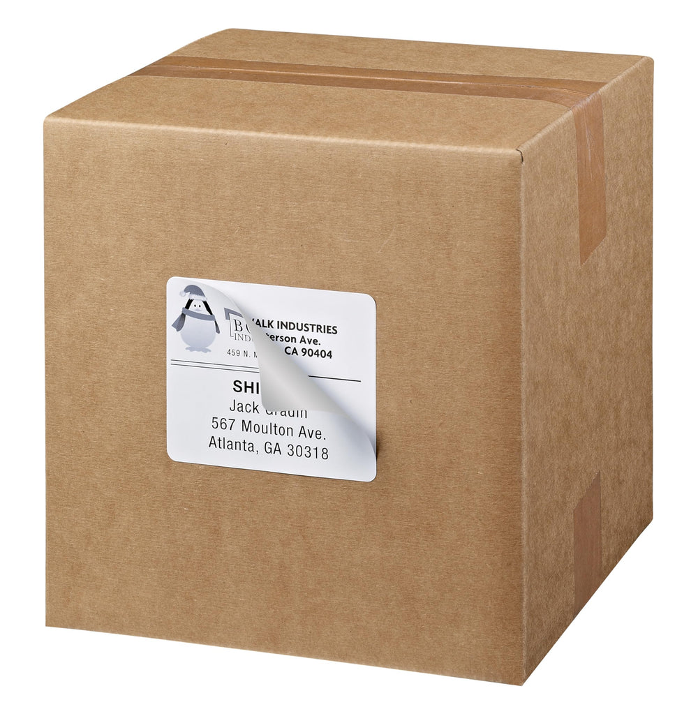 Avery labels on a shipping desk illustrating fast, professional mailing