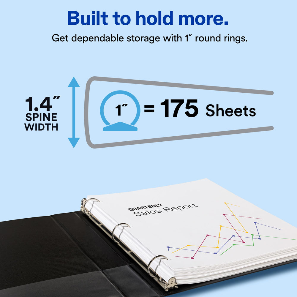 Avery interior nonstick pockets holding loose handouts to prevent ink transfer