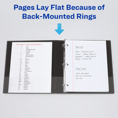 Avery back-mounted 1-inch round rings closeup enabling smooth page turning