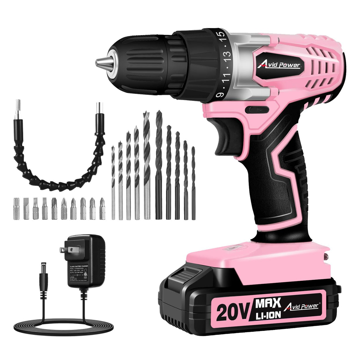 AVID POWER drill front view showing kit ready to use and compact size benefit