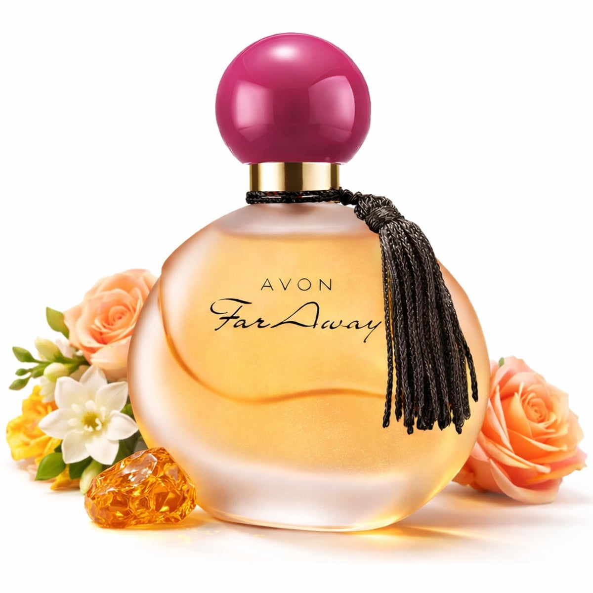 AVON Far Away front bottle view highlighting elegant silhouette and instant appeal