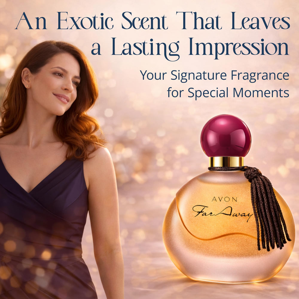 AVON Far Away tassel cap detail emphasizing luxurious finish and decorative charm