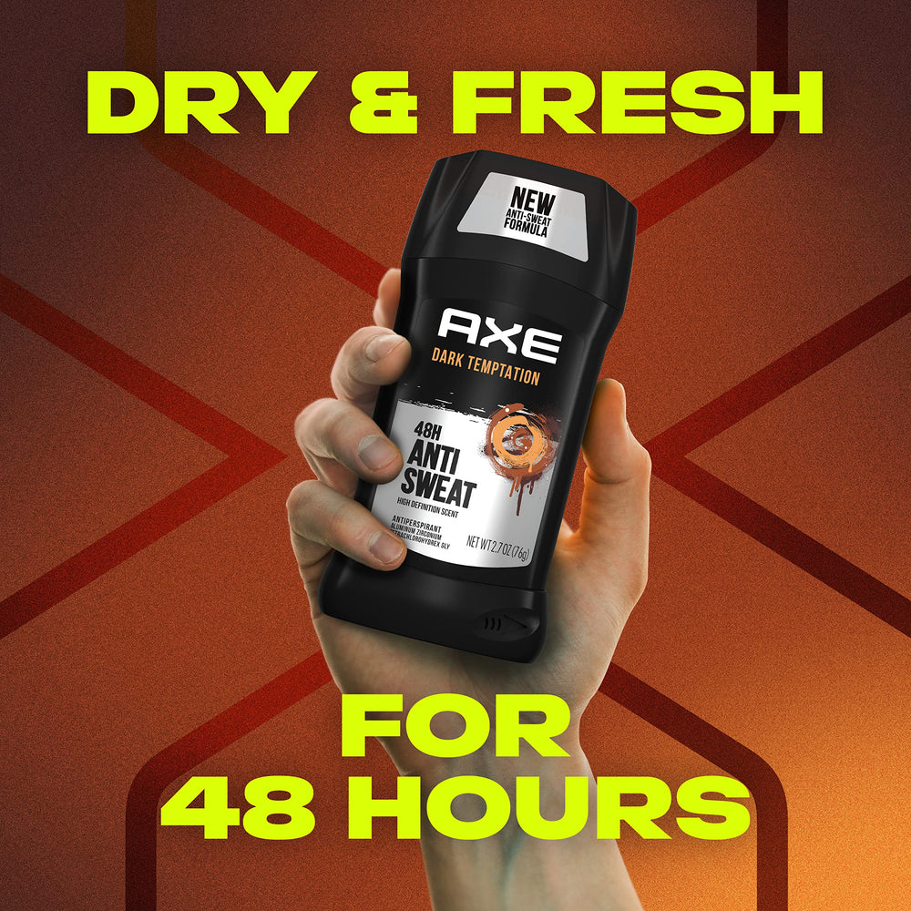 AXE Dark Temptation four-pack arrangement offering value and convenience