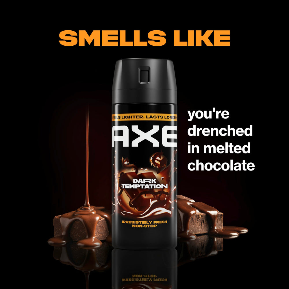 AXE Dark Temptation ingredient detail with chocolate notes conveying warm, irresistible scent