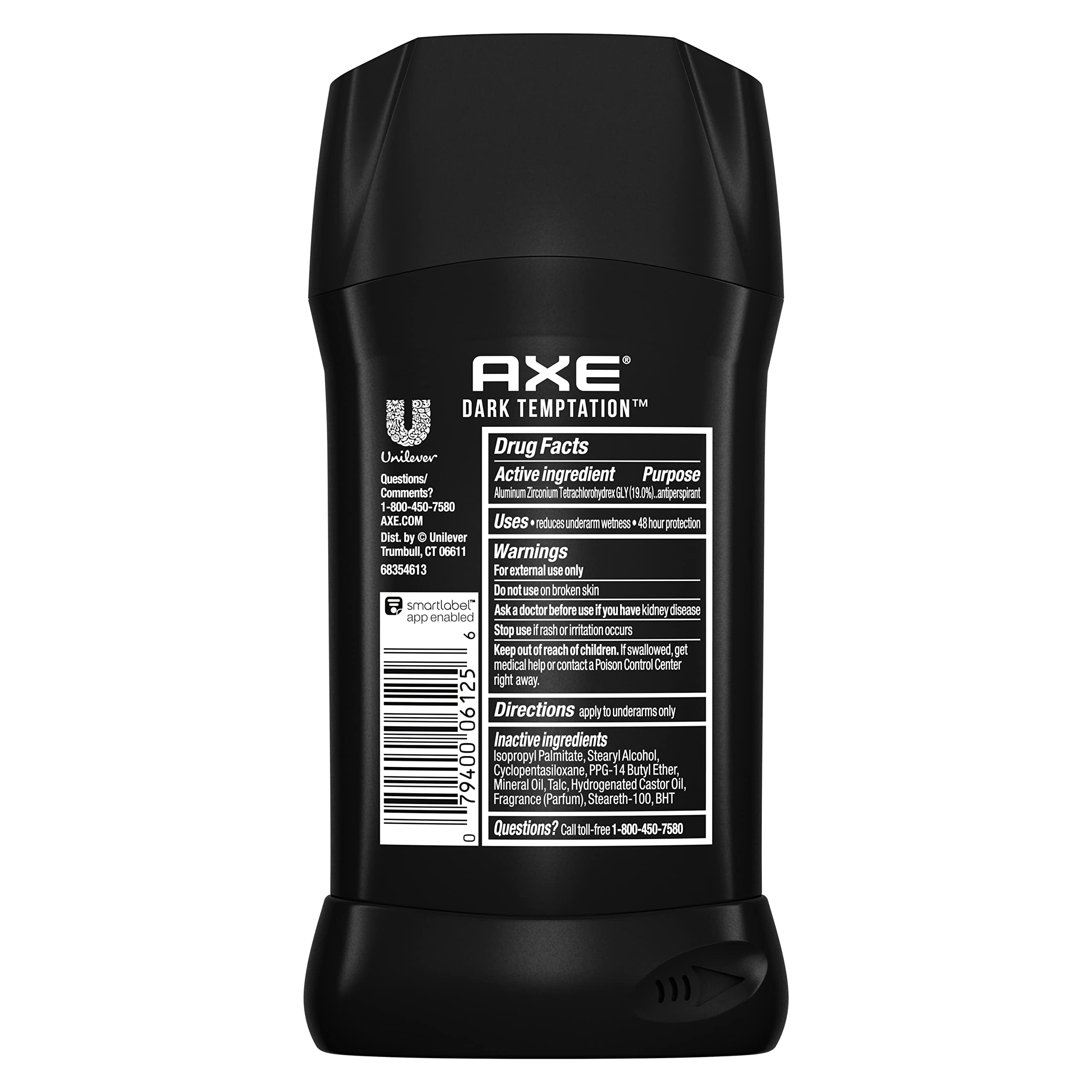 AXE Dark Temptation stick angled close-up highlighting smooth application benefit