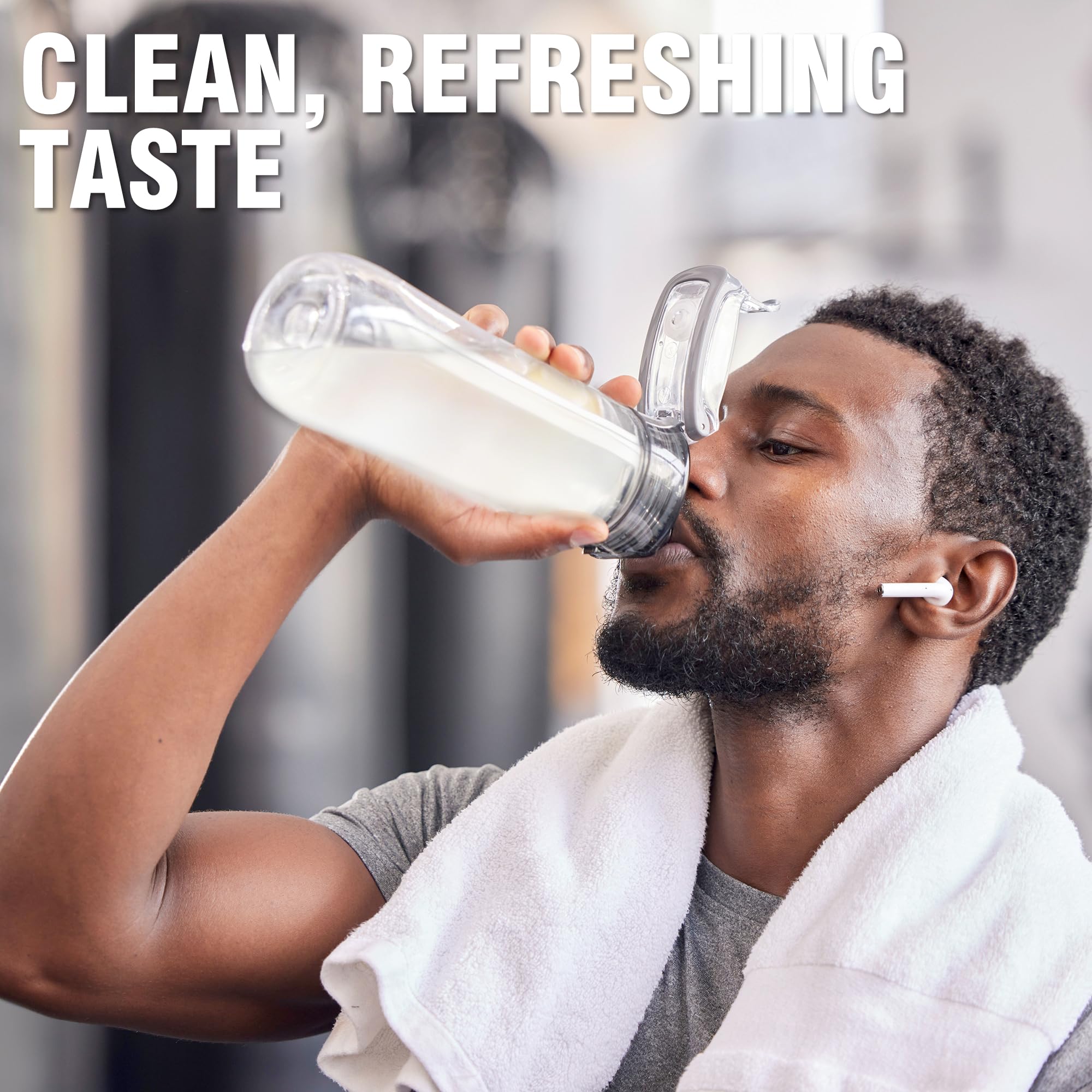 AXOCYNE mixed drink in glass with ice demonstrating refreshing, clear hydration