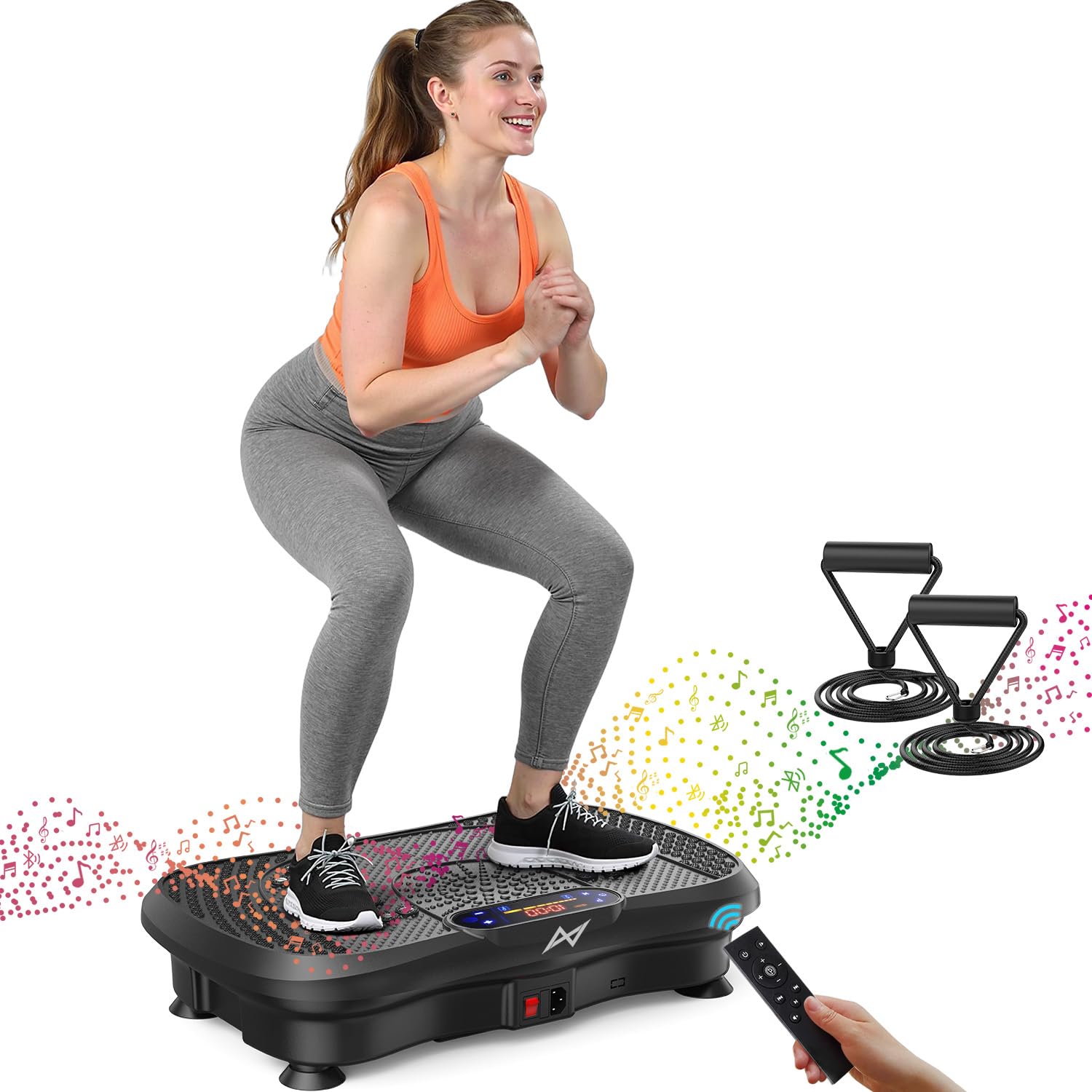 AXV vibration plate front view showing controls and sturdy base for home workouts