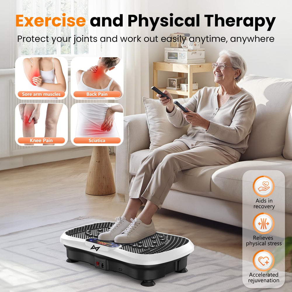 AXV demonstration of user standing on plate illustrating simple at-home workout option