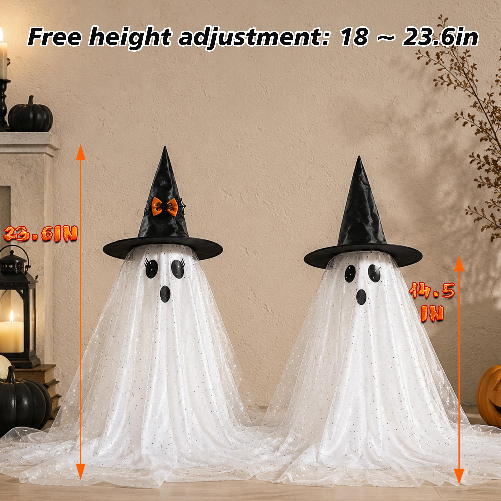 AYGXU assembled ghosts on table creating spooky centerpiece atmosphere