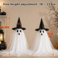 AYGXU assembled ghosts on table creating spooky centerpiece atmosphere