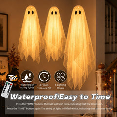 AYGXU lit ghosts at night creating warm, eerie glow that enhances atmosphere
