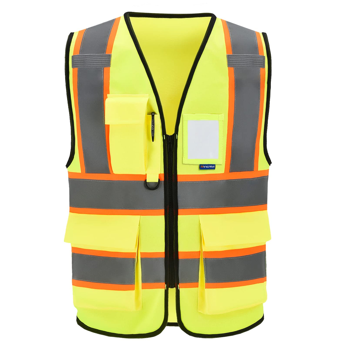 AYKRM front view vest showing full reflective visibility and bright color benefit