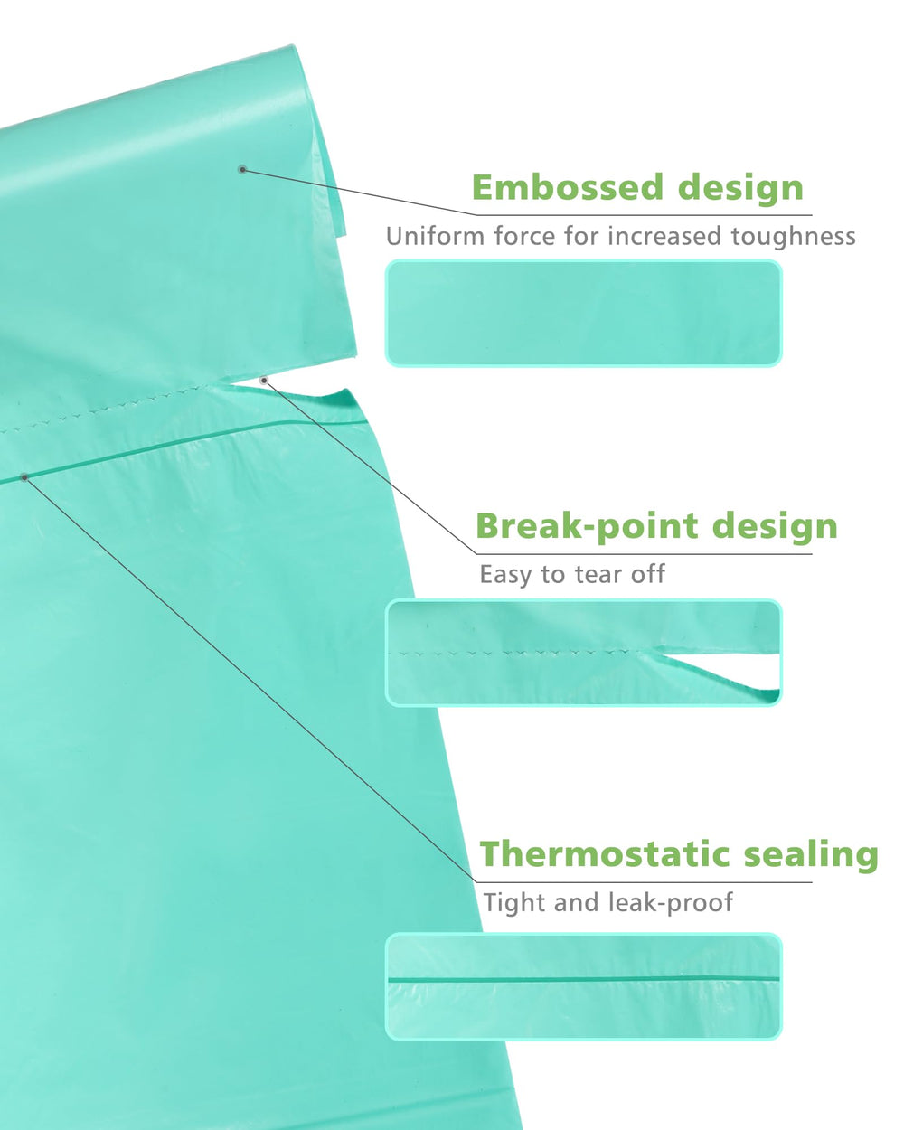 AYOTEE shiny green bag color and outer box, signals eco-friendly intent