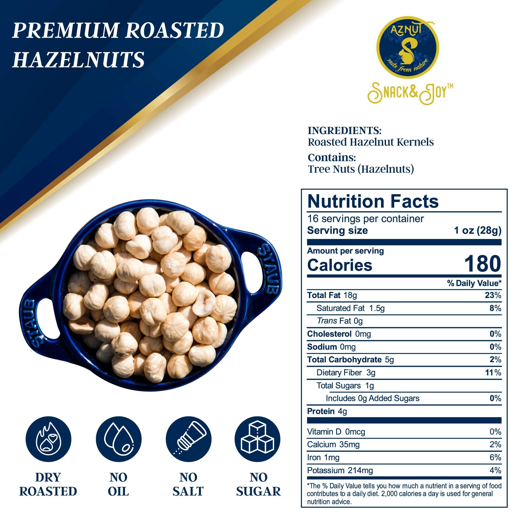 AZNUT hazelnuts in a bowl ready to eat, showcasing snack appeal