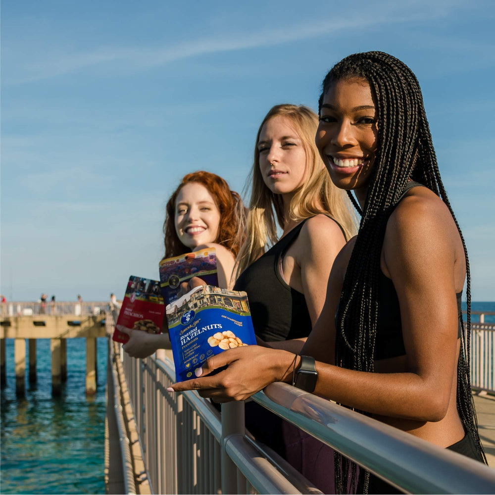 AZNUT hazelnuts on kitchen counter as snack, promoting wholesome use