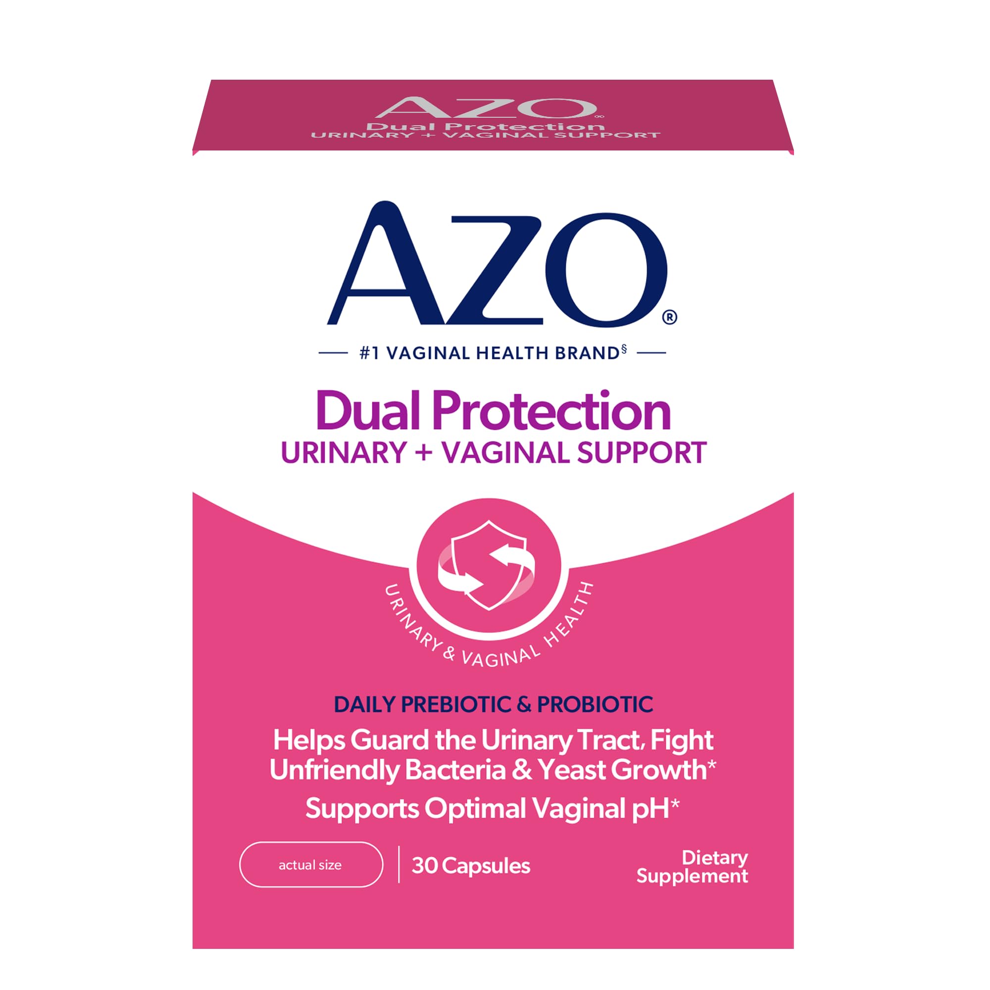 AZO front packaging showing bottle and product name for easy identification and reassurance