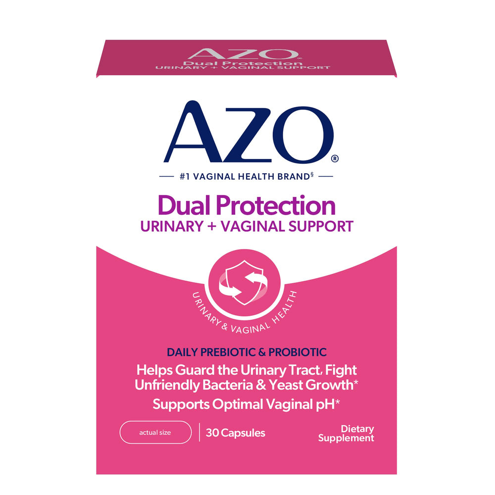 AZO front packaging showing bottle and product name for easy identification and reassurance