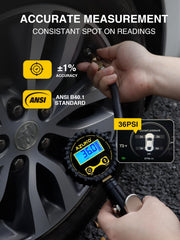 AZUNO digital gauge close-up with bright screen for easy reading