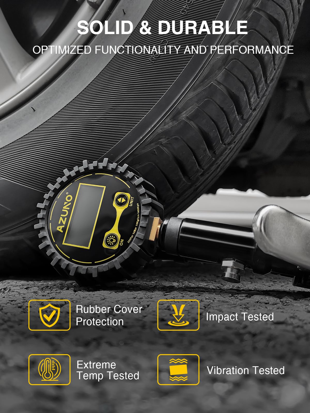 AZUNO inflator used at roadside providing quick tire pressure top-up