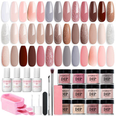 AZUREBEAUTY front packaging showing complete 31-piece dip powder kit and benefits