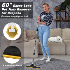 B-Land carpet rake handle extended to demonstrate 31 to 60 inches reach for less bending