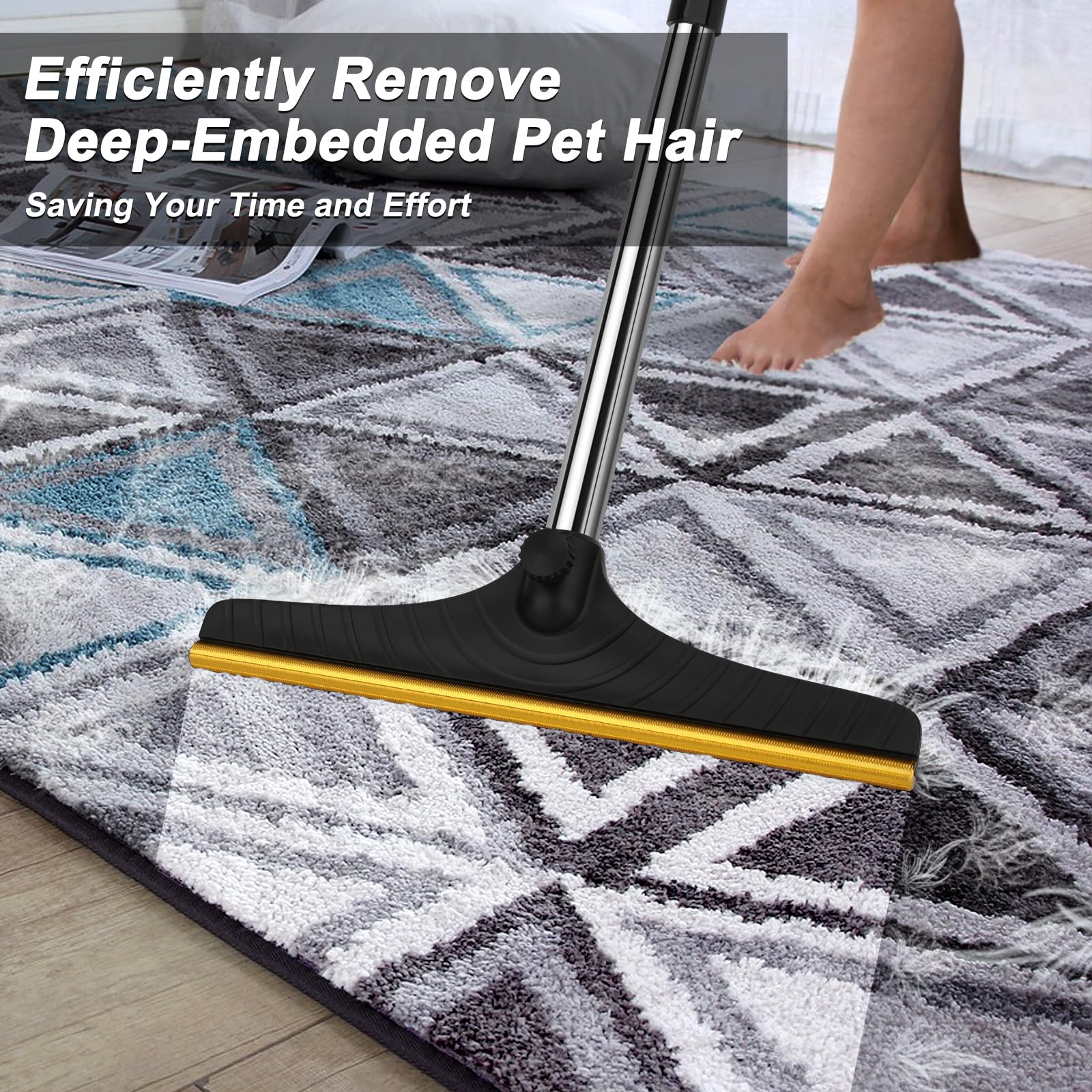 B-Land carpet rake metal teeth close-up showing durable design for lifting embedded pet hair