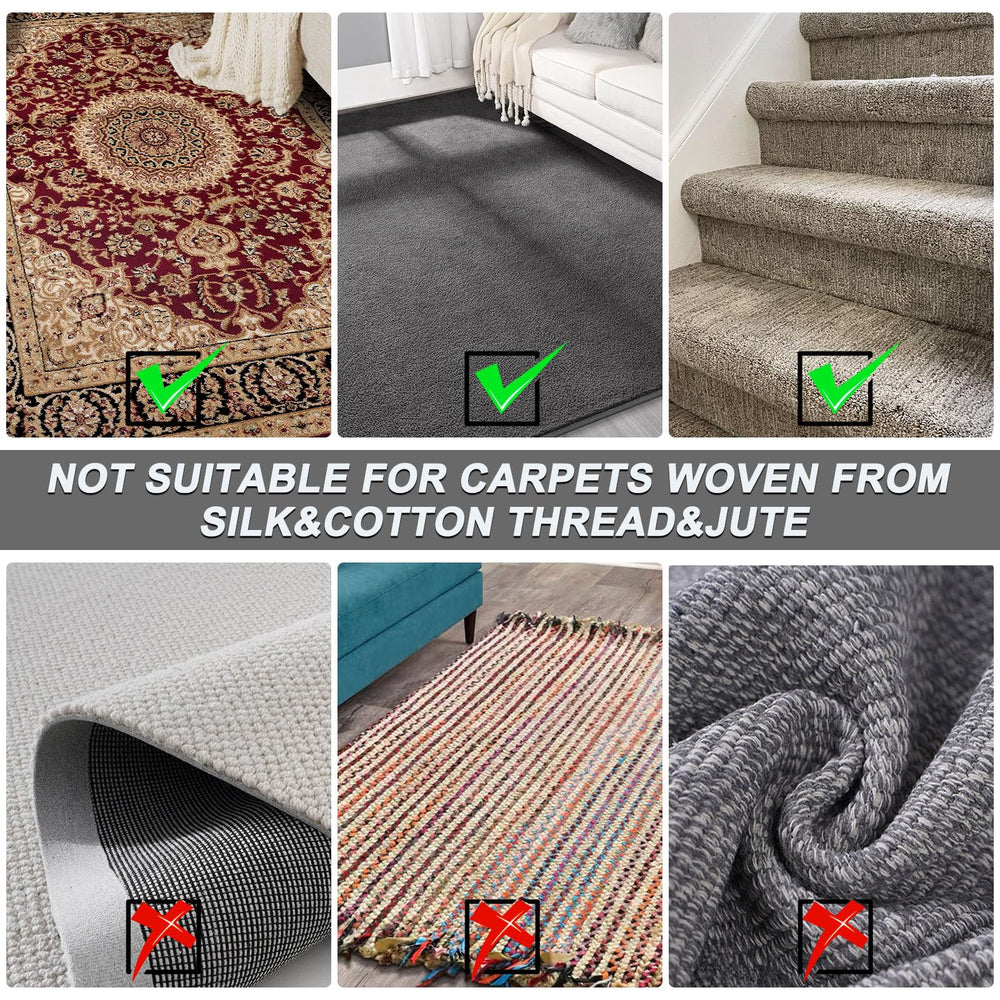 B-Land rake in use on stairs removing hair and lint from stair runner efficiently