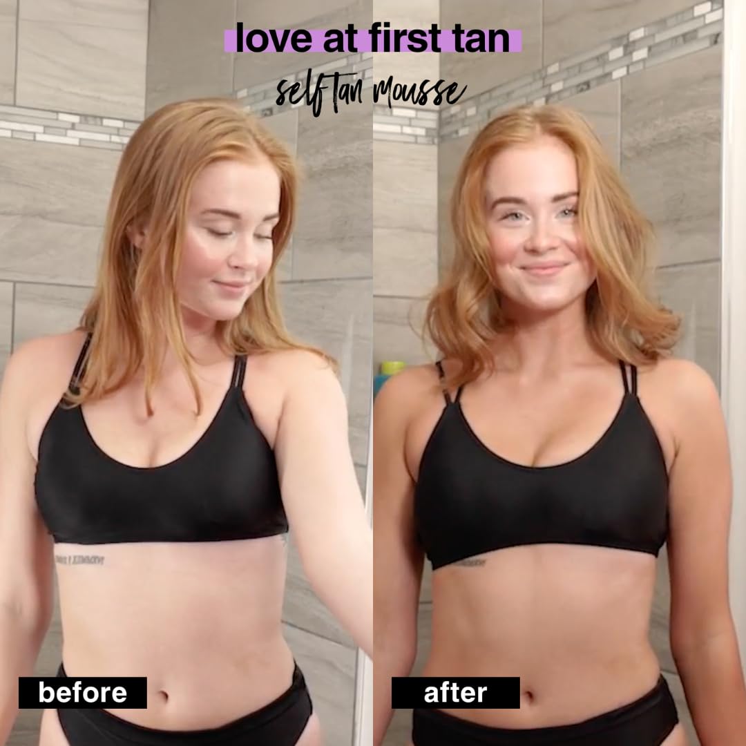 b.tan before and after legs showing natural bronze result benefit