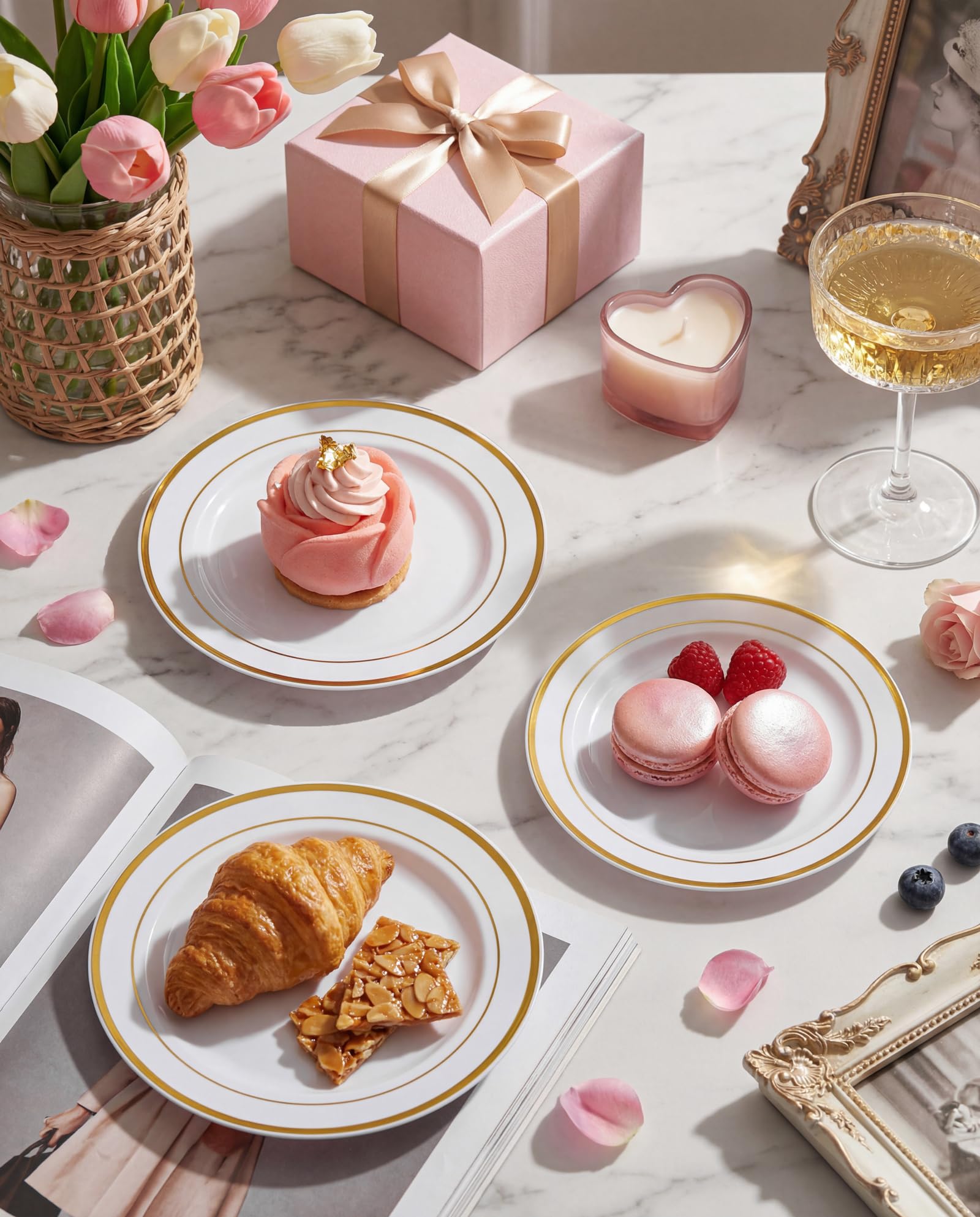 bUCLA plate with dessert demonstrating capacity for cake slices and convenience