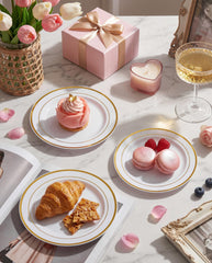 bUCLA plate with dessert demonstrating capacity for cake slices and convenience