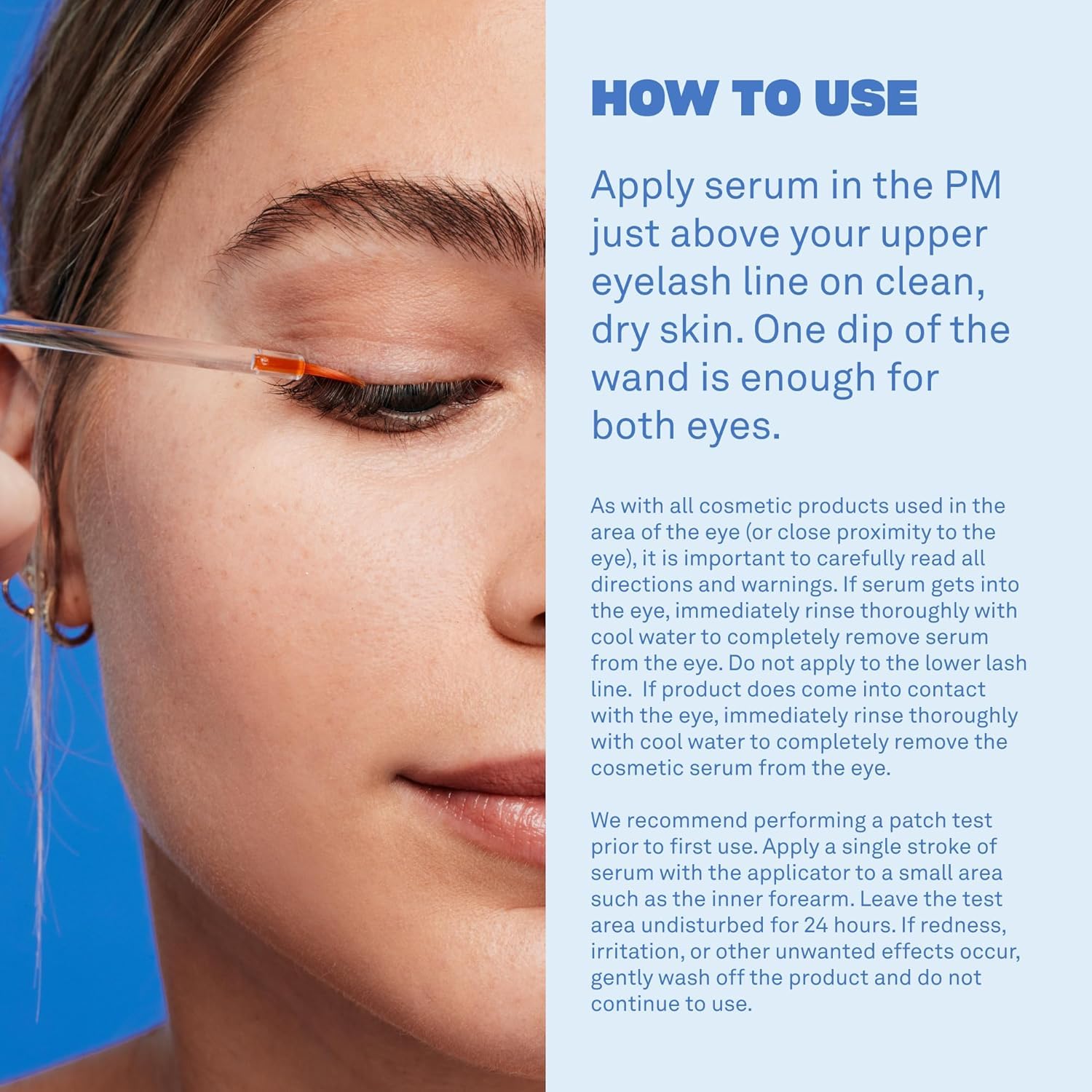 Babe Original being applied to upper lash line for a clean nightly routine benefit