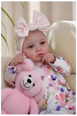 BABESIDE front view packaged baby doll showing outfit and box for gifting