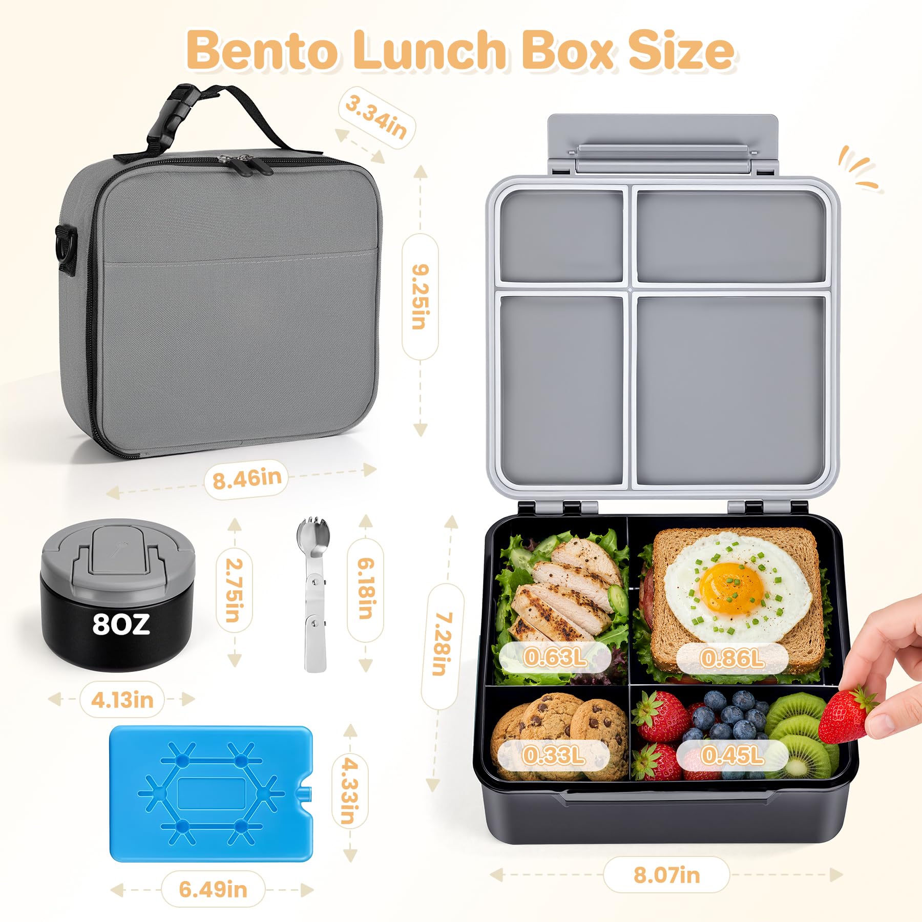 BABHAMNESS insulated lunch bag holding the bento set to maintain temperatures