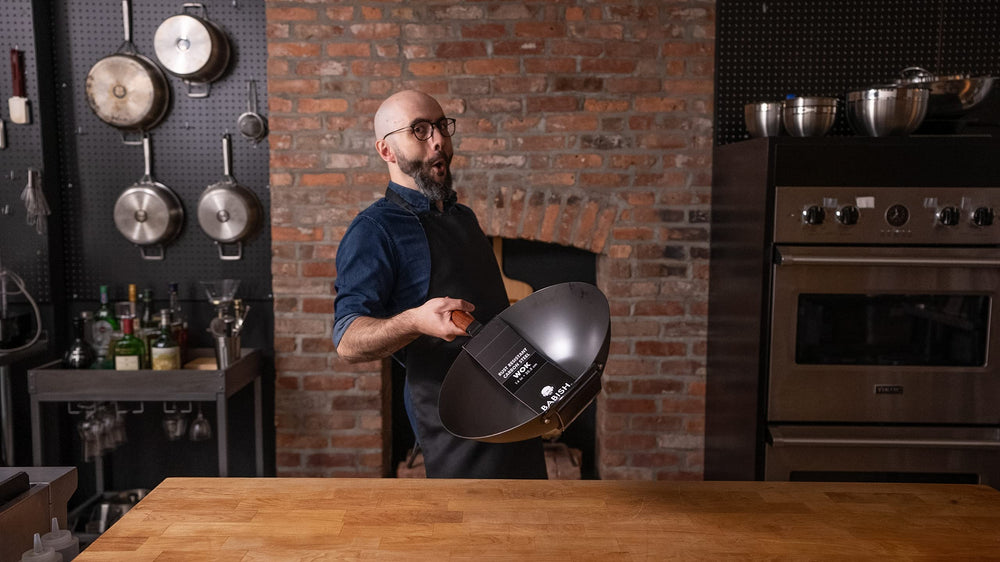 Babish seasoned patina close-up illustrating improved nonstick release and flavor development