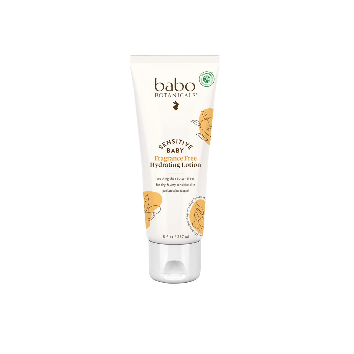 Babo Botanicals front bottle view showing clean fragrance-free formula benefits