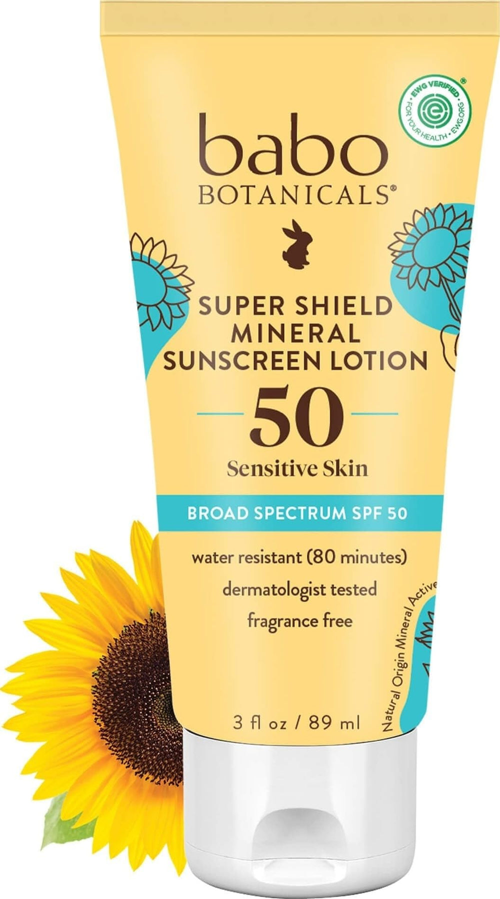 Babo Botanicals front packaging showing SPF 50 and gentle formula benefits